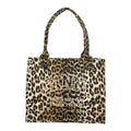 Ganni A7179 943 leopard print easy large shopper tote bag