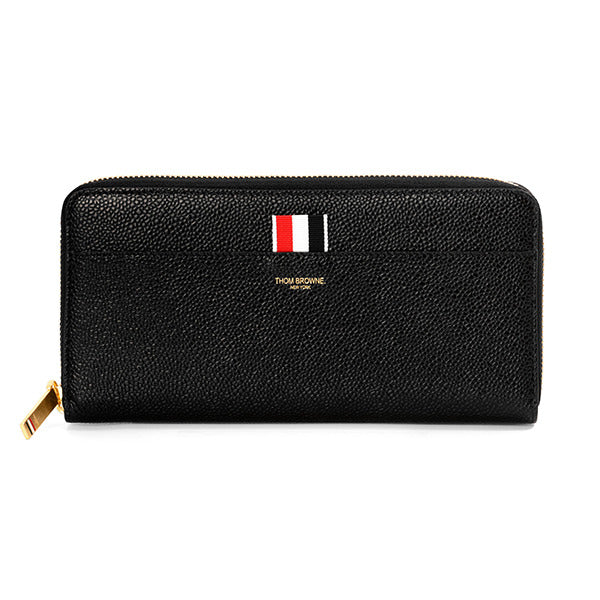 Thom Browne FAW012A 00198 001 Pebble Grain Three-Stripe Tab Zipper Long Wallet
