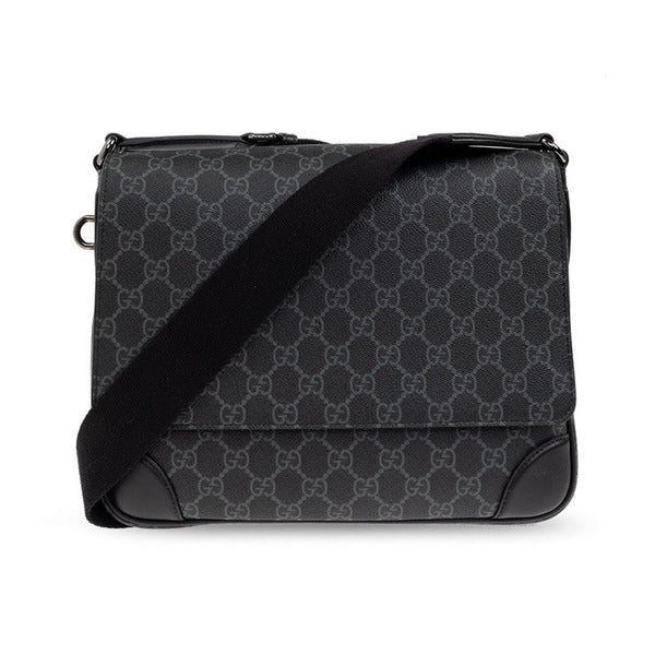 GUCCI GG Emblem Medium Black Men's Crossbody Bag 821154 FAED4 1000