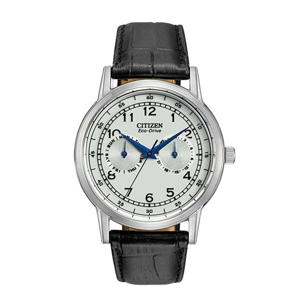 City AO9000-06B eco drive leather watch for men