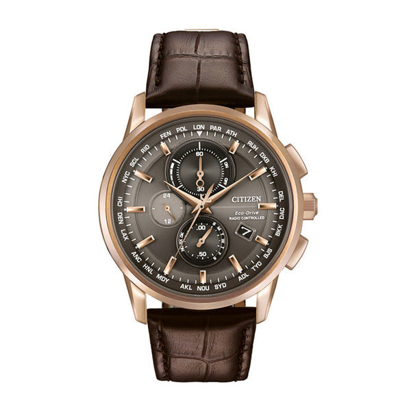 Citizen AT8113-12H Eco-Drive Radio-Control Men's Leather Watch