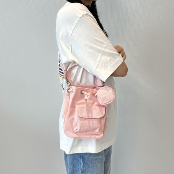 Domestic Official Store Kangol Bag Lucky Canvas Bucket Bag 3951 Pink Crossbody Slingshot