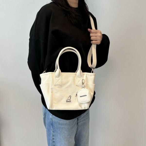 Domestic Authorized Store Kangol Bag Lucky Canvas Tote Bag 3952 Ivory Crossbody Slingback