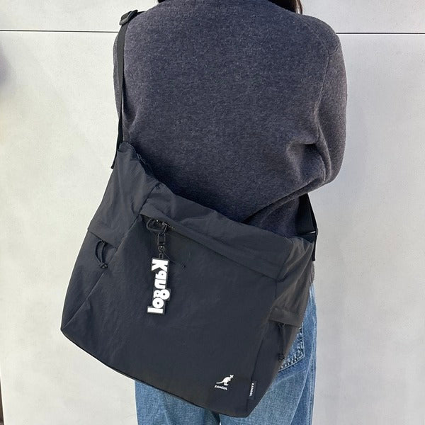 Kangol Every Day Nylon Large Tote Bag 4005 Black Crossbody Slingshot
