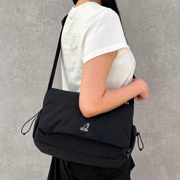 Kangol Essential Plus Flap Messenger Bag 2099 Black Crossbody Slingback