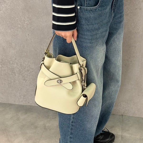 Domestic Official Store Kangol Bag Luna Leather Bucket Bag 3990 Ivory Crossbody Slingback