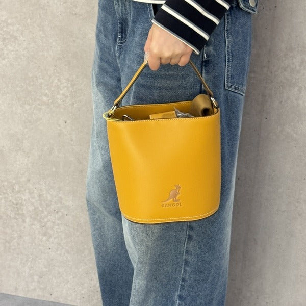 Domestic Official Store Kangol Bag Luna Retrocore Bucket Bag 3961 Mustard Crossbody Slingshot