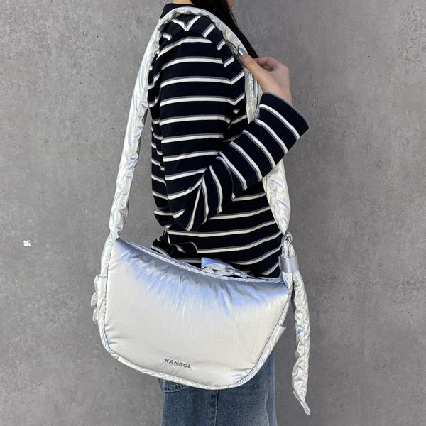 Kangol Fleece Round Crossbody Bag 3370 Silver Slingshot