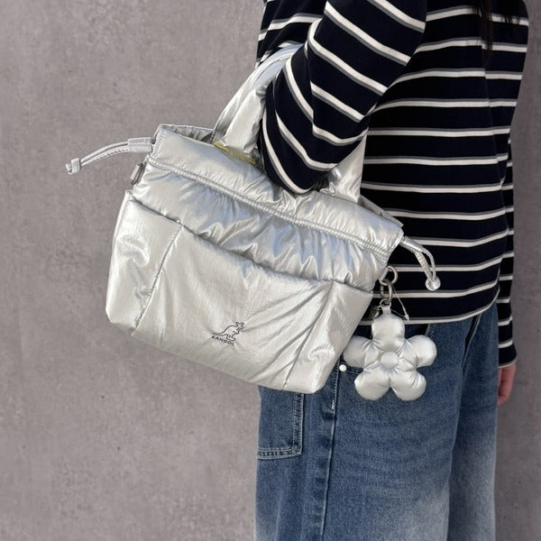 Kangol Faux Fur Mini Tote Bag 4002 Silver Crossbody Slingshot