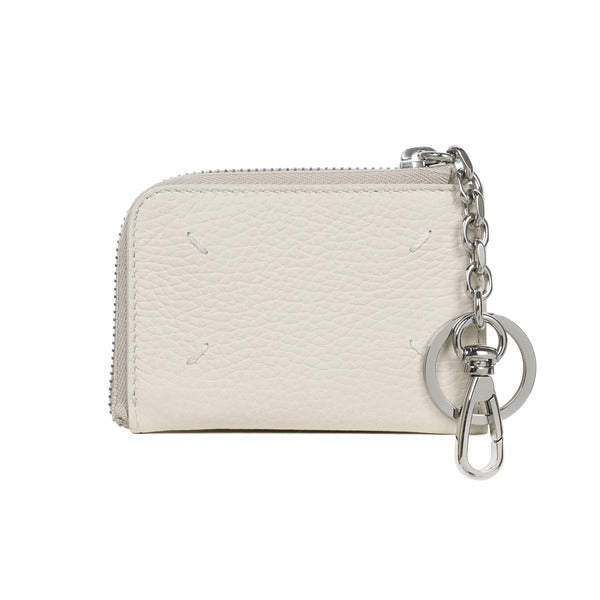 Maison Margiela stitch zip keyring ivory women's card wallet SA1UI0012 P4746 T2003