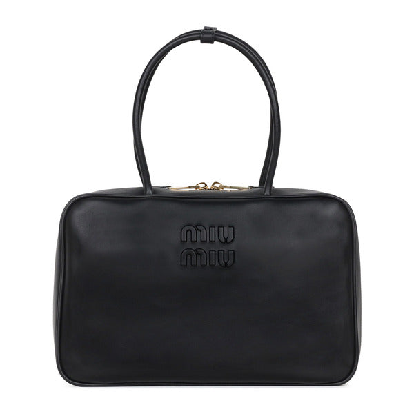 Miu Miu Black Leather Tote Bag 5BB117 2CRW F0002