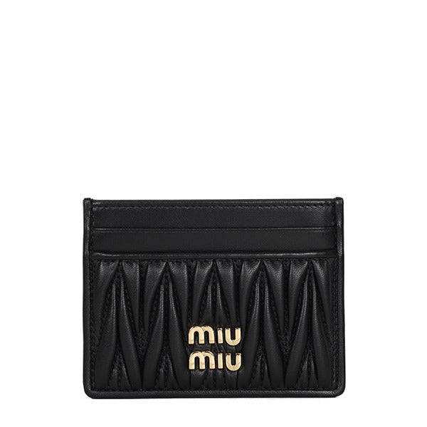 26SS Miu Miu Matelasse Black Women's Card Wallet 5MC076 AFPP F0002