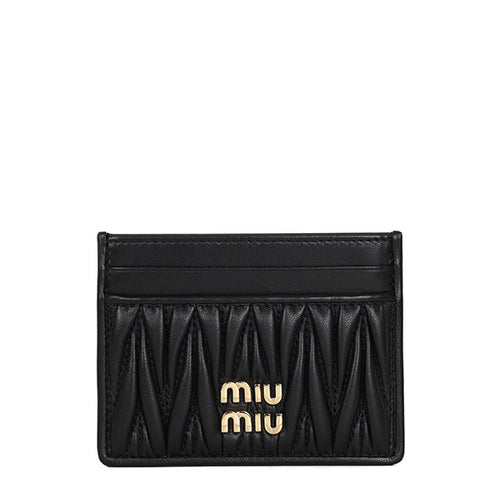 26SS Miu Miu Matelasse Black Women's Card Wallet 5MC076 AFPP F0002