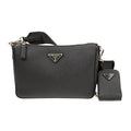Prada Triangle Logo Saffiano Shoulder Bag Black 2VH113 V DMP 9Z2 F0002