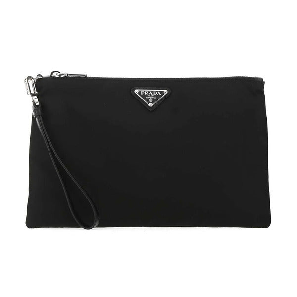 Prada 26SS Triangle Logo Nylon Clutch Black 2NH006 2DMH F0002