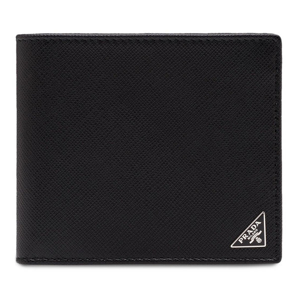 26SS Prada Triangle Logo Saffiano Card Wallet Black 2MO513 QHH F0002