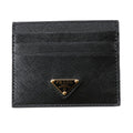 Prada Ss Sapiano Triangle Logo Card Wallet Black 1MC025 QHH F0002