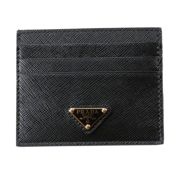 Prada Ss Sapiano Triangle Logo Card Wallet Black 1MC025 QHH F0002