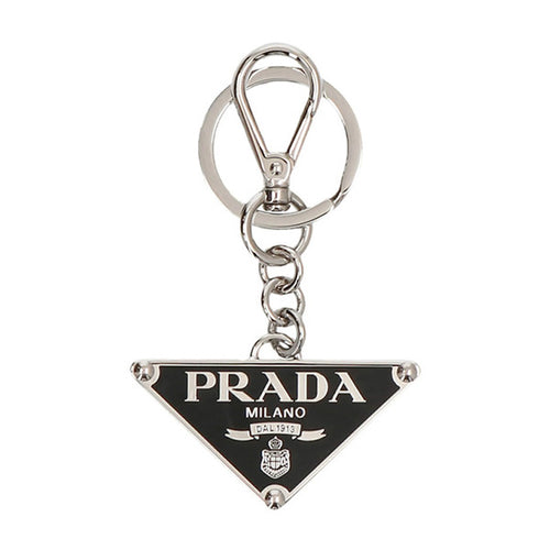 26SS Prada triangle logo keyring black 2PS057 66A F0002