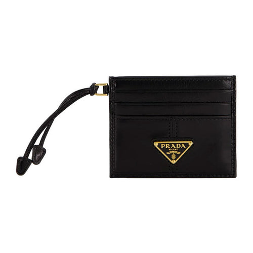 26SS Prada triangular logo card wallet black 1MC025 2CYR F0002