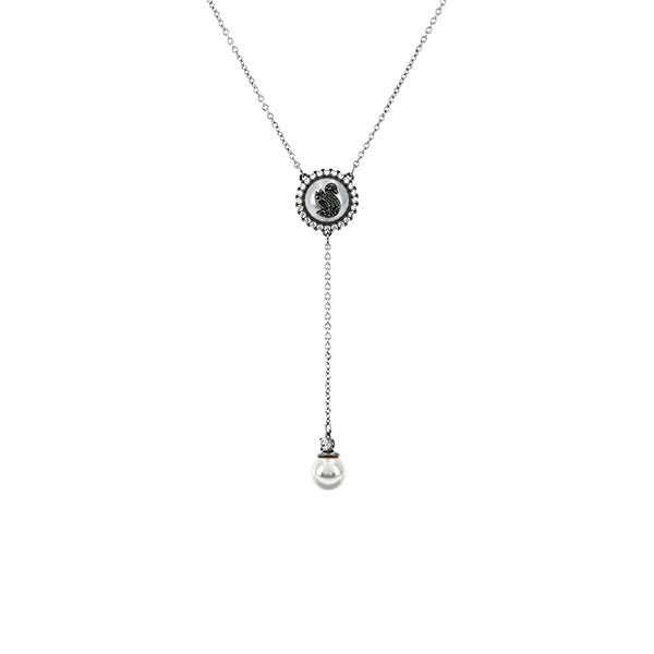 Swarovski 5681403 Swan Gray Pearl Y Necklace