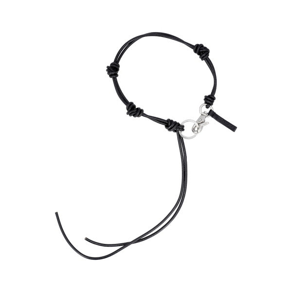 Augure Legacy A4258UB noodles black keychain leather necklace