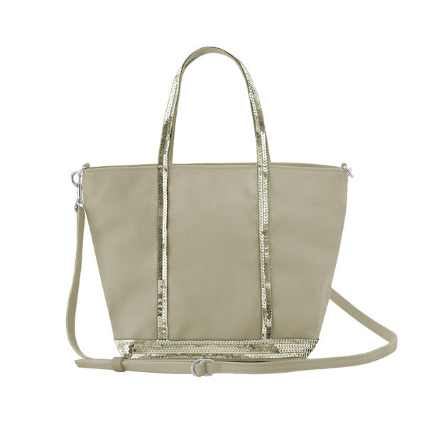 Vanessa Bruni 0PVE01 V40435 621 Cognac Sparkle Cotton Zip Tote Bag Small S