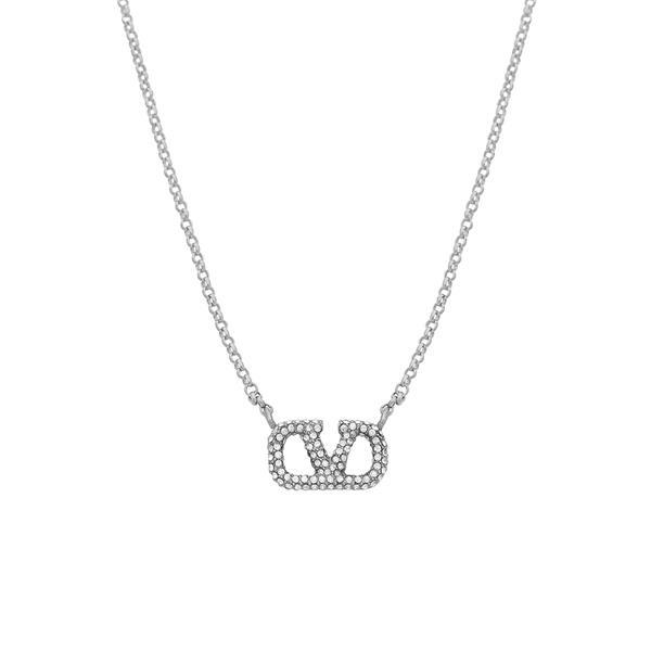 Valentino 5W2J0Q37 YCW 68S (J0Q37 68S) Garavani V logo crystal necklace