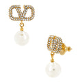 Valentino 5W2J0E36 QVS Y49 (J0E36 Y49) Garavani V-logo pearl drop earrings