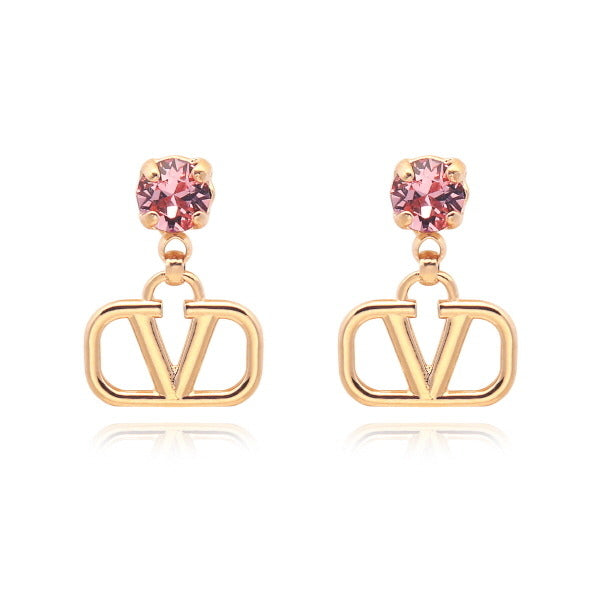 Valentino crystal drop earrings with Garavani V logo (J0H29 0V3)