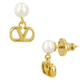 Valentino 7W2J0X81 DHC R5G (J0X81 R5G) Garaavani V logo pearl earrings