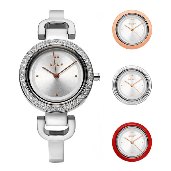 KatieAlphaShop [OfficialFactory] DKNY NY2861 City Link Bezel Set Women's Metal Watch