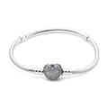 Pandora 590727CZ Moment Sparkling Pavé Heart Clutch Snake Chain Silver Bracelet