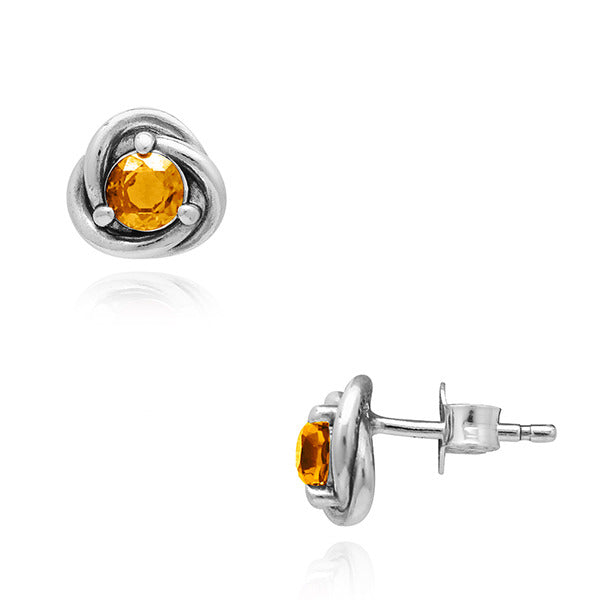 Pandora 292334C04 Moment 11 Month Birthstone Honey Eternity Circle Stud Silver Earrings