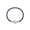 Pandora Moment Round Classy Blue Blade Leather Bracelet