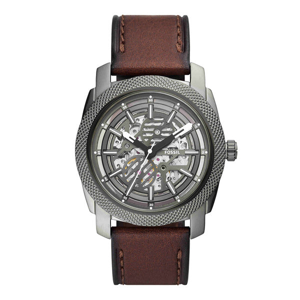 Official Headquarters pasal ME3254 (Machine) Machine Skeleton Men's Leather Watch