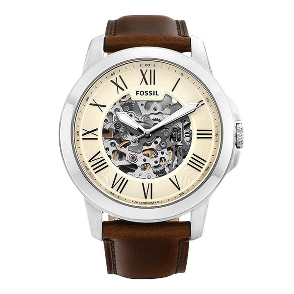 Grant ME3099 Leather Male Skeleton Watch