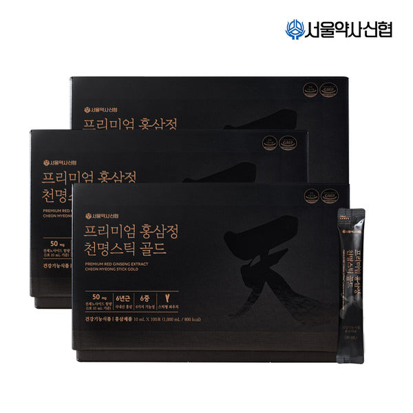 Seoul Pharmacists Credit Union Premium Red Ginseng Jeong Cheonmyeong Stick Gold 100 packs 3 sets