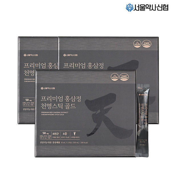 Seoul Pharmacists Credit Union Premium Red Ginseng Extract Cheonmyeong Stick Gold 30 Pcs 3 Sets
