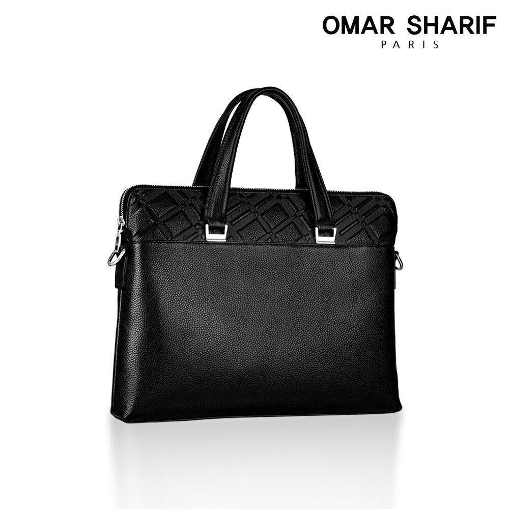 Omasharif Men's Genuine Cowhide Leather Business Briefcase OS7004M