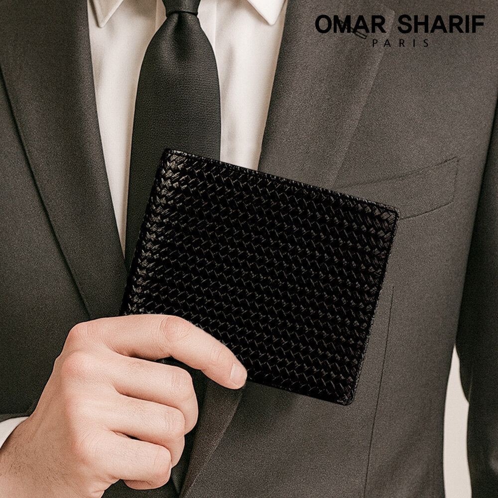 Omasharif Weaving Pattern Genuine Cow Leather Men's Card Wallet OS6558