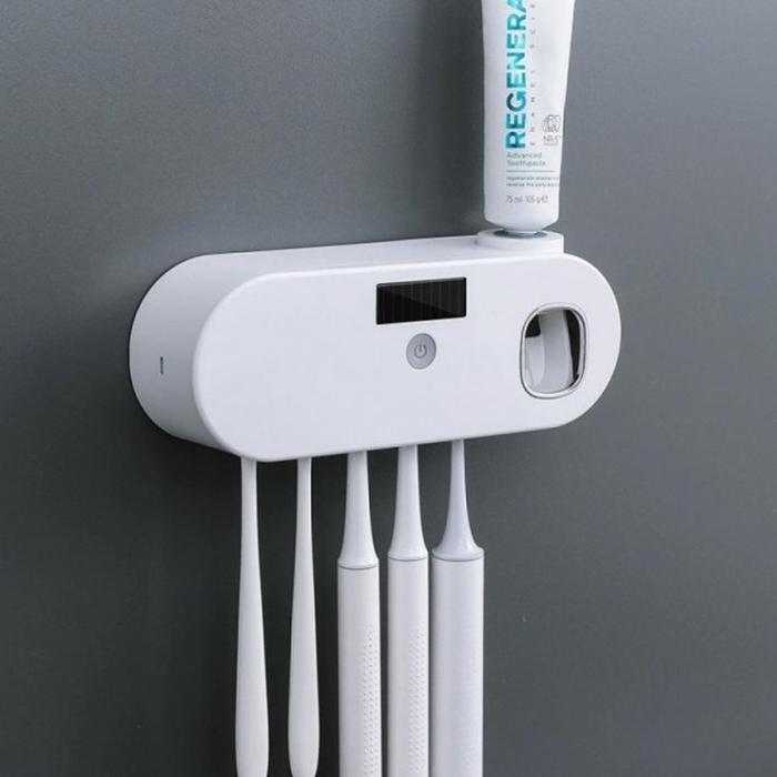OfficeLink UVC Solar Charged White Pureon LED Wireless Toothbrush Sanitizer Home Toothbrush Sanitize