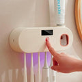 OfficeLink PureOn Toothbrush Sanitizer Solar Charging Wireless UVC Beige Toothbrush Sanitizer Home T