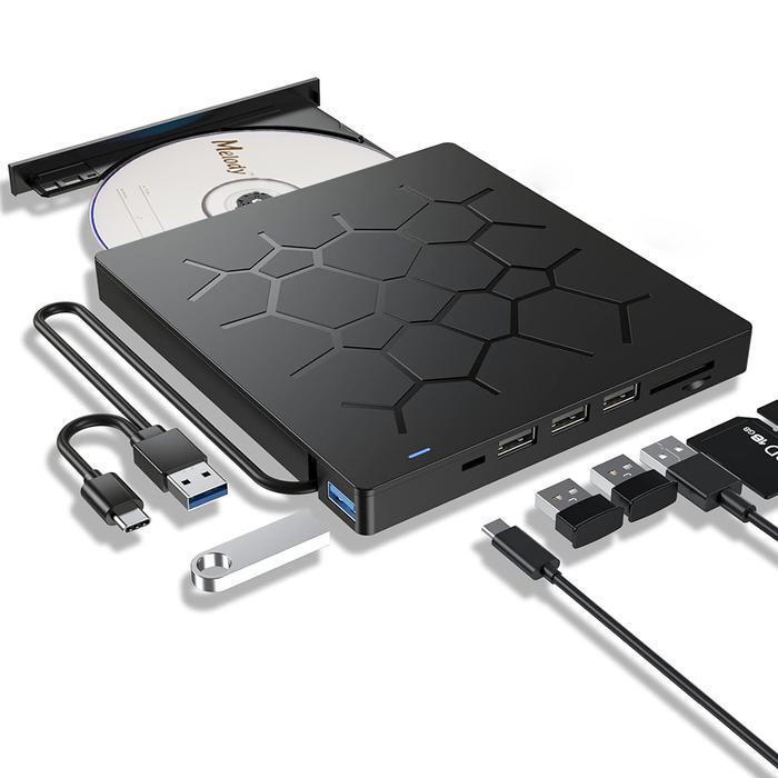 Melody Korea 7in1 Multihub USB 3.0 A C Type External ODD CD DVD-ROM Recorder ED02 (12811989)