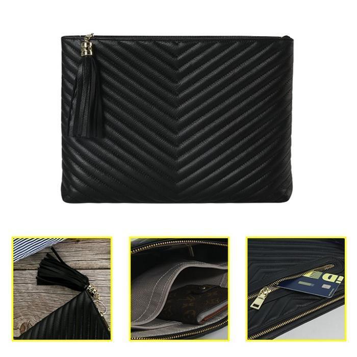 Bongseu Satin Volume Pattern Ornament Calfskin Clutch Bag Women Handbag
