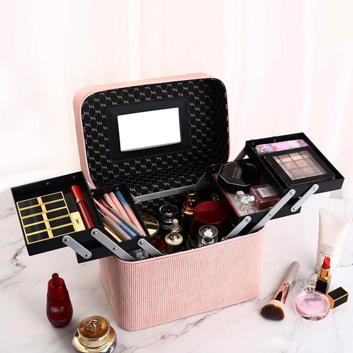 MobileTS Corduroy 3-Tier Makeup Bag Portable Cosmetics Holder DT1298725 (33509925)