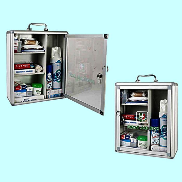 LuckyTuesday green safety first aid box AL wall-mounted large-size first aid cabinet medicine box (4