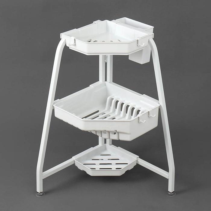 OurLiving 3-tier drip-proof corner dish rack plate holder Z1 (White) (28269457)