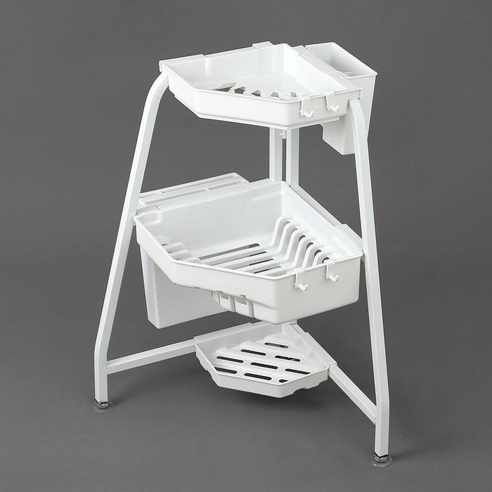 OurLiving 3-tier drip-proof corner dish rack bowl holder Z2 (white) (28269459)