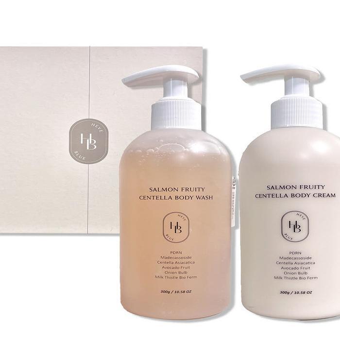 Hebblue Salmon Fruit Centella Body Wash + Cream Gift Set (300g+300g) (AD)